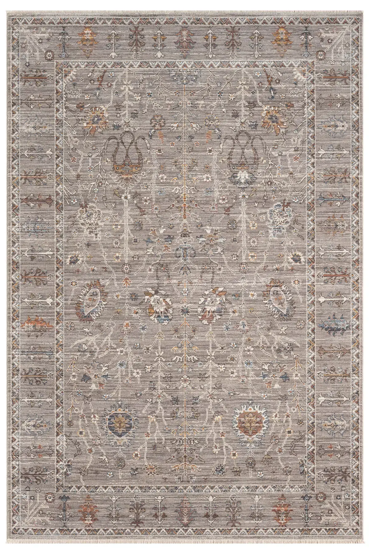 Seyran Halı Asır 255 Gri Polyester Modern Şık Yumuşak Dokulu Saçaklı Halı