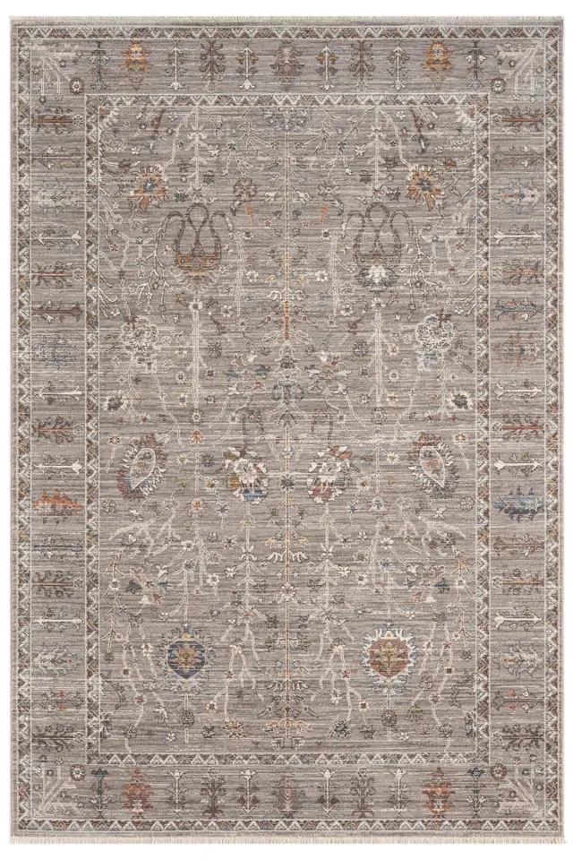 Seyran Halı Asır 255 Gri Polyester Modern Şık Yumuşak Dokulu Saçaklı Halı