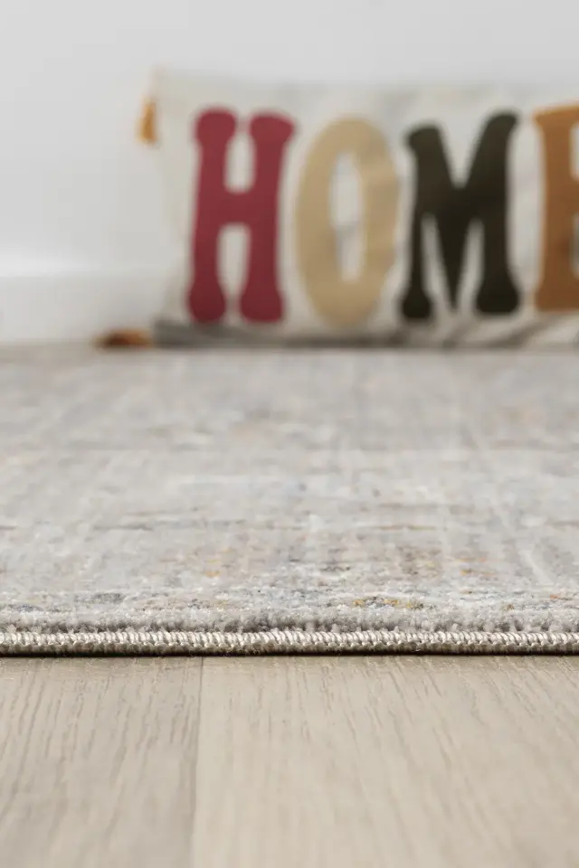 Seyran Halı Asır 255 Gri Polyester Modern Şık Yumuşak Dokulu Saçaklı Halı