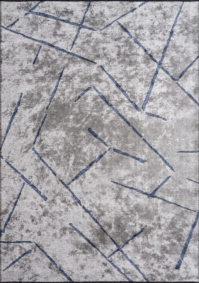 Pierre Cardin Halı Azur UZ02E Gri Mavi Pamuk Akrilik Yumuşak Dokulu Modern Kilim Halı