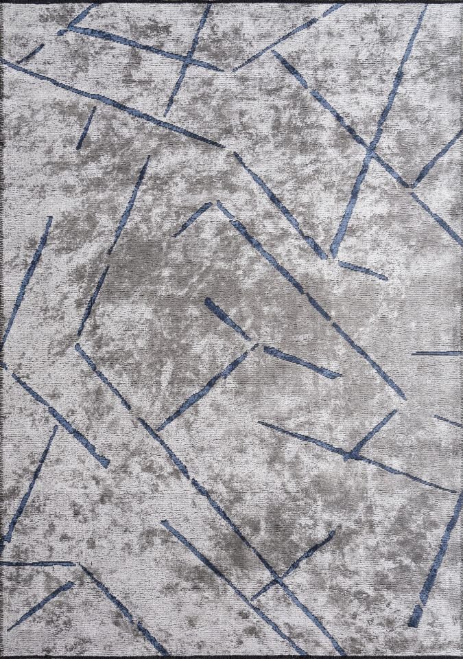 Pierre Cardin Halı Azur UZ02E Gri Mavi Pamuk Akrilik Yumuşak Dokulu Modern Kilim Halı