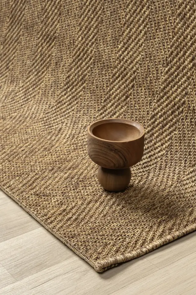 Seyran Halı Bombay 665 Kahve Kolay Temizlenen Hav Toz Vermez Hasır Dokulu Balık Sırtı Sisal Halı