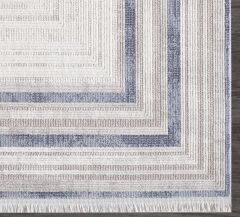 Artemis Halı Romantik 2432B Gri Mavi Akrilik Modern Çerçeveli Halı