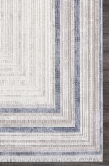 Artemis Halı Romantik 2432B Gri Mavi Akrilik Modern Çerçeveli Halı