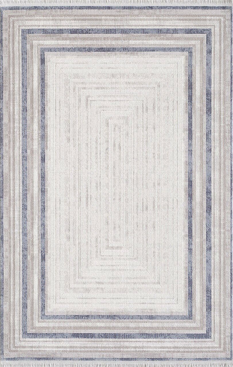 Artemis Halı Romantik 2432B Gri Mavi Akrilik Modern Çerçeveli Halı