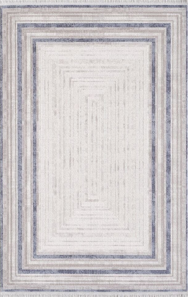 Artemis Halı Romantik 2432B Gri Mavi Akrilik Modern Çerçeveli Halı