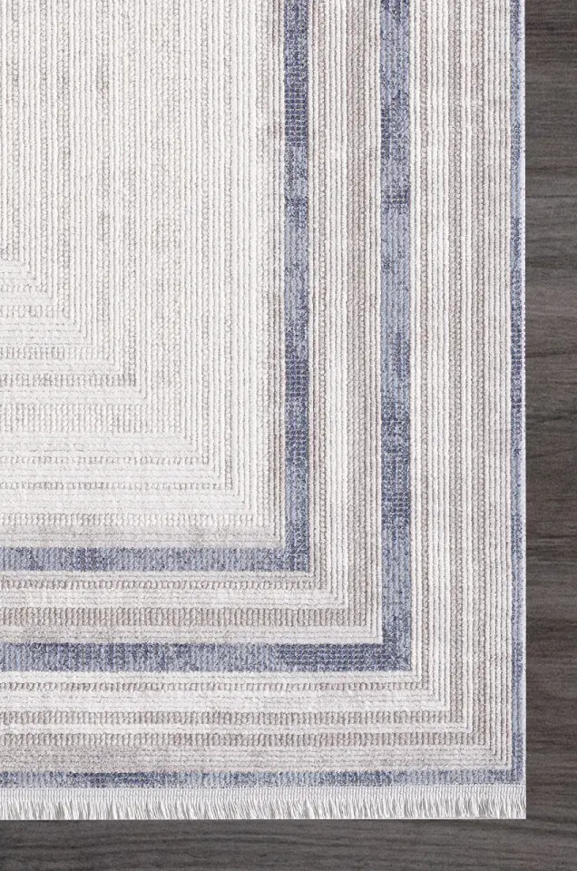 Artemis Halı Romantik 2432B Gri Mavi Akrilik Modern Çerçeveli Halı