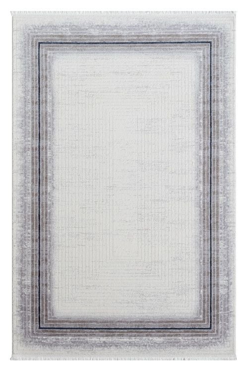 Seyran Halı Asya 530 Mavi Akrilik Çerçeveli Dokuma Taban Saçaklı Modern Şık Halı