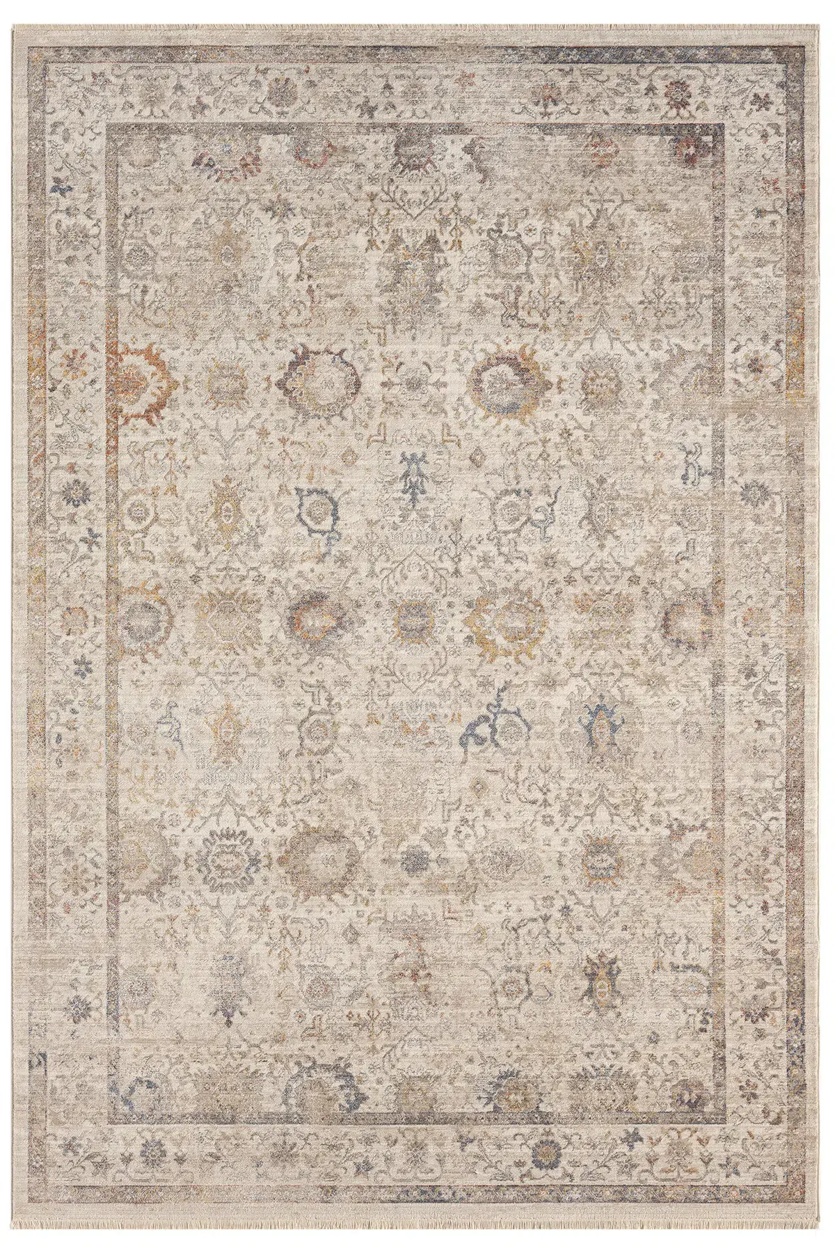 Seyran Halı Asır 256 Krem Polyester Modern Şık Yumuşak Dokulu Saçaklı Halı
