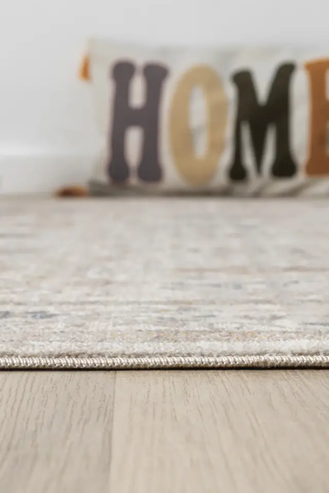 Seyran Halı Asır 256 Krem Polyester Modern Şık Yumuşak Dokulu Saçaklı Halı