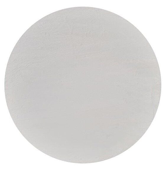 eHalıcım Pisa P15314 Beyaz Yumuşak Tüylü Yuvarlak Post