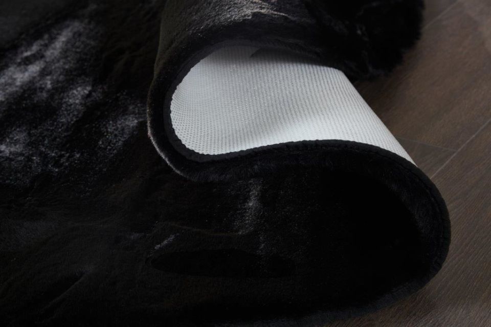 eHalıcım Pisa P15314 Siyah Yumuşak Tüylü Yuvarlak Post