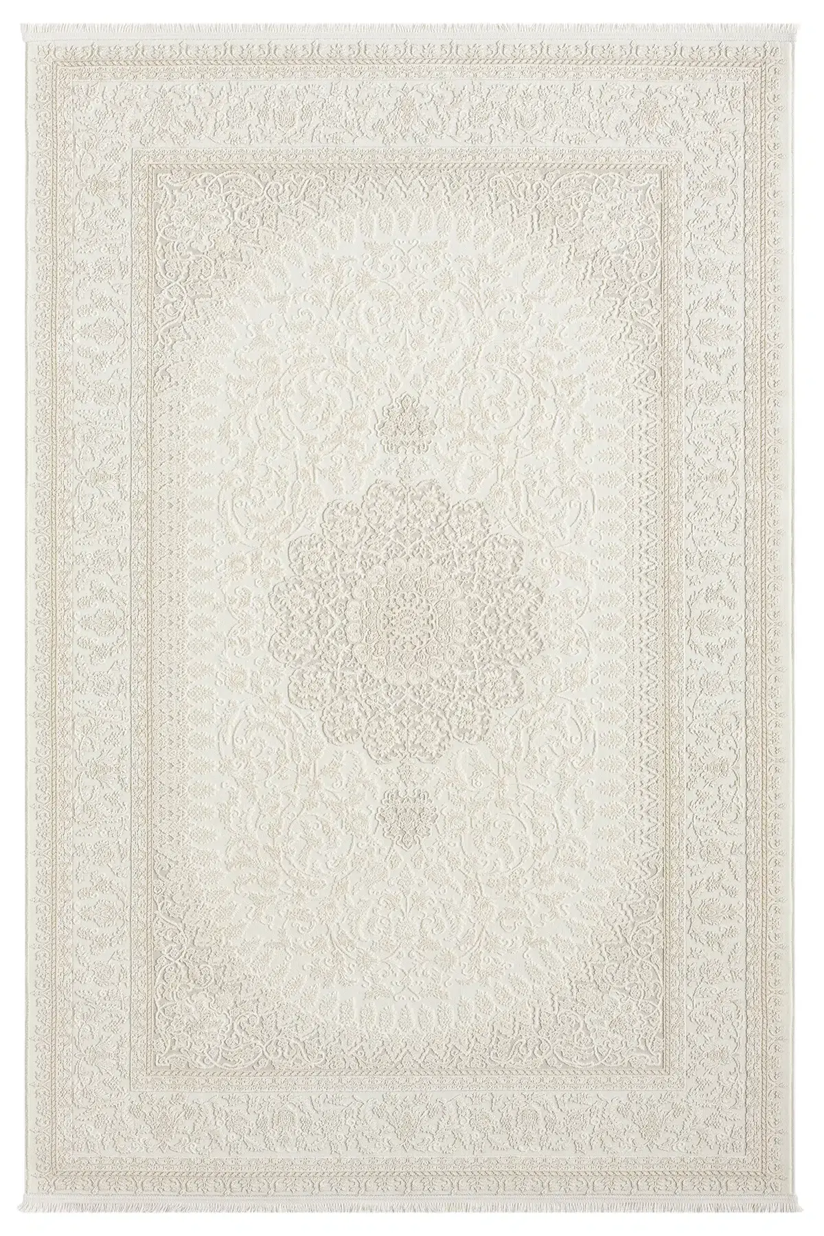 Seyran Halı Smart 12003 Bej Yumuşak Dokulu Çerçeveli Klasik Şık Halı