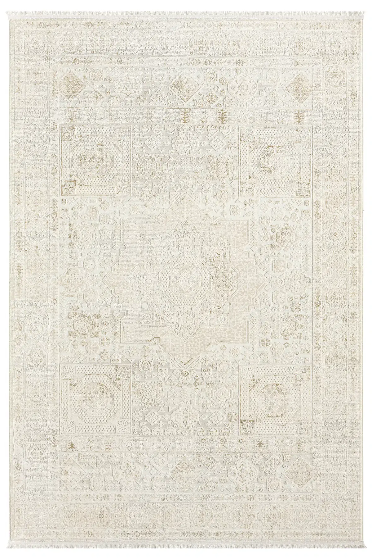 Seyran Halı Smart 12004 Bej Yumuşak Dokulu Çerçeveli Klasik Şık Halı