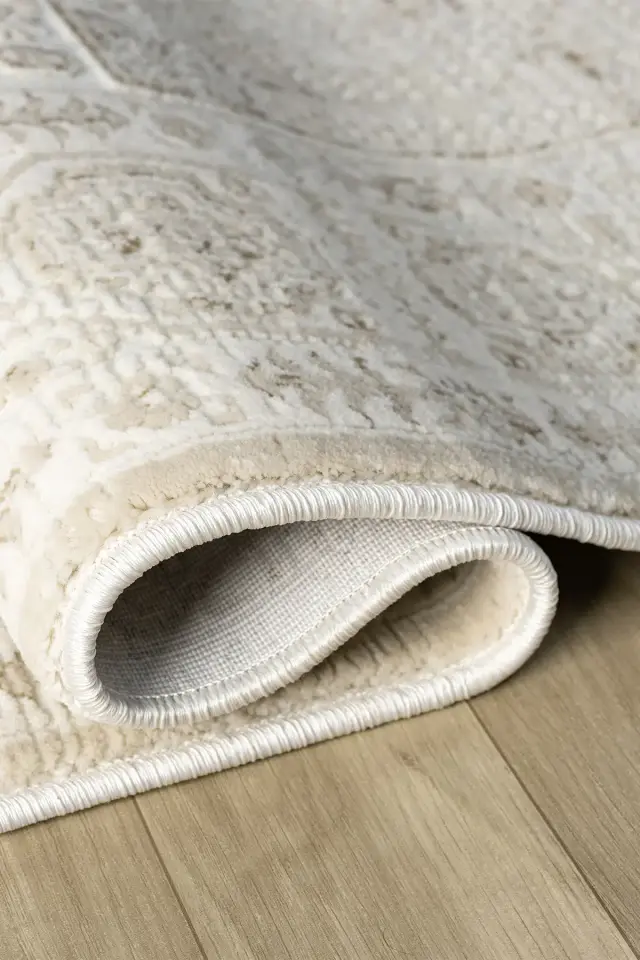 Seyran Halı Smart 12004 Bej Yumuşak Dokulu Çerçeveli Klasik Şık Halı