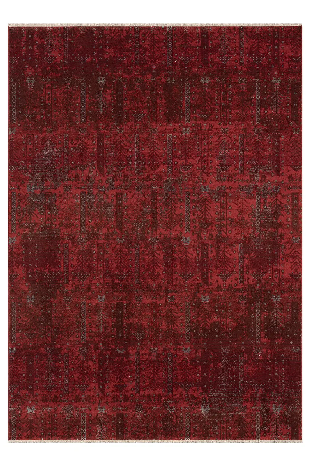 Seyran Halı Asır 258 Bordo Polyester Modern Şık Yumuşak Dokulu Saçaklı Halı