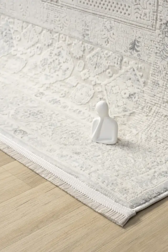 Seyran Halı Smart 12004 Gri Yumuşak Dokulu Çerçeveli Klasik Şık Halı