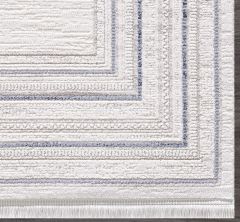 Artemis Halı Romantik 2434B Gri Mavi Akrilik Modern Çerçeveli Halı