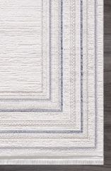 Artemis Halı Romantik 2434B Gri Mavi Akrilik Modern Çerçeveli Halı