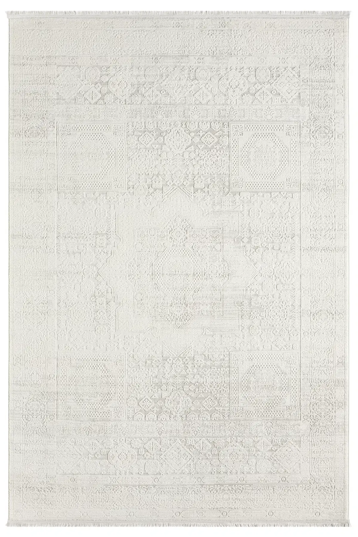 Seyran Halı Smart 12004 Krem Yumuşak Dokulu Çerçeveli Klasik Şık Halı