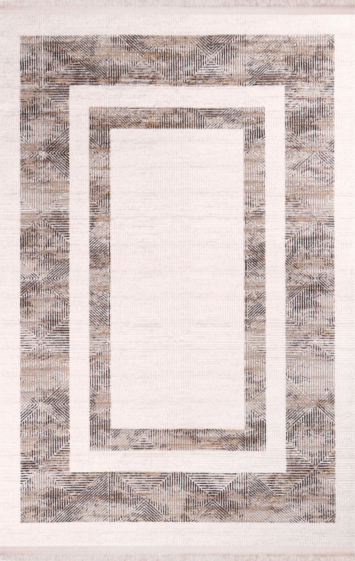 Nexus Halı Olympia 4067 Antrasit Akrilik Saçaklı Çerçeveli Klasik Halı