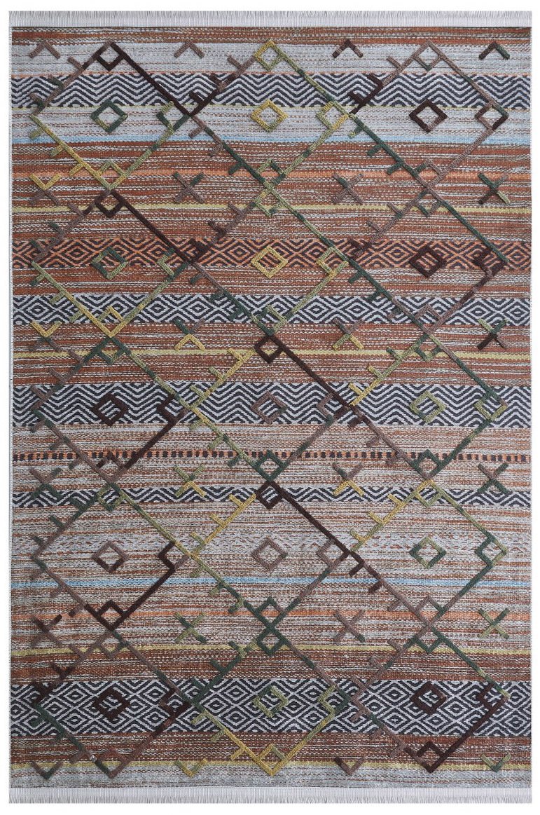 Louis Casa Halı Nakkaş 5021A Modern Saçaklı Kaymaz Taban Kilim