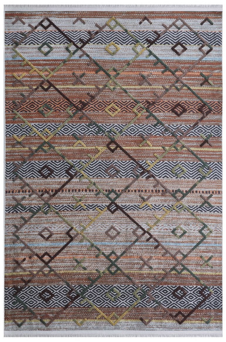 Louis Casa Halı Nakkaş 5021A Modern Saçaklı Kaymaz Taban Kilim