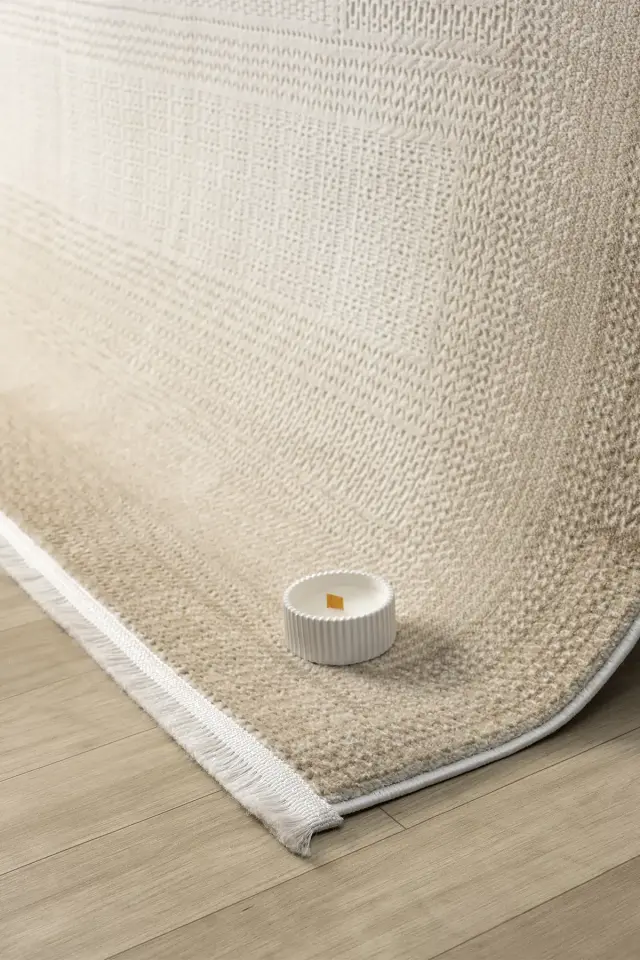 Seyran Halı Smart 12006 Bej Yumuşak Dokulu Çerçeveli Modern Şık Halı