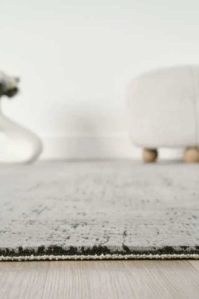 Seyran Halı İmaj 8080 Antrasit Akrilik Modern Saçaklı Dokuma Taban Halı