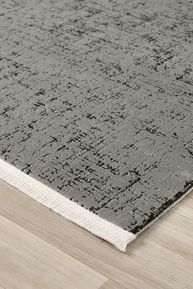 Seyran Halı İmaj 8080 Antrasit Akrilik Modern Saçaklı Dokuma Taban Halı