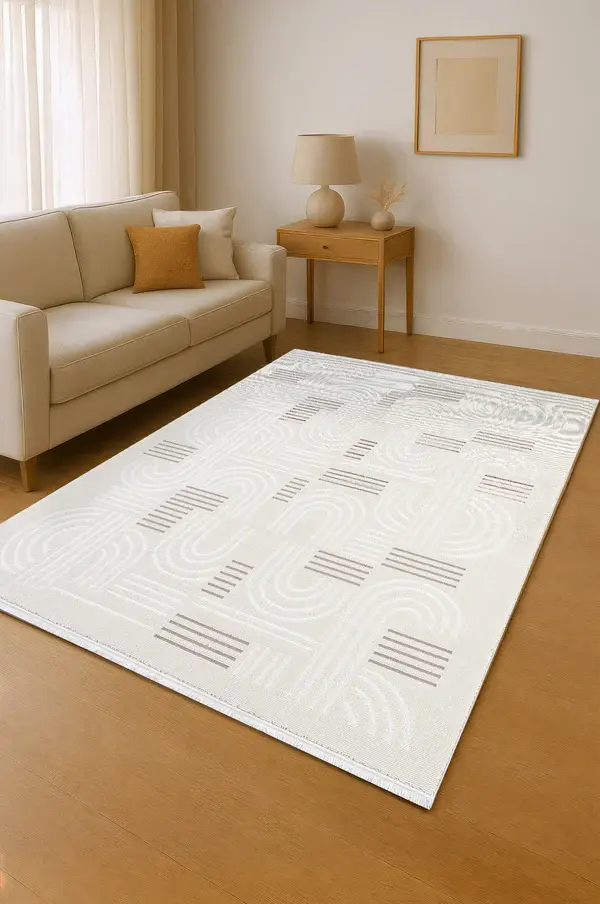 Atlas Halı Veranda RU06A Krem Bej Yumuşak Dokulu Makine Dokuması Üst Kalite Halı