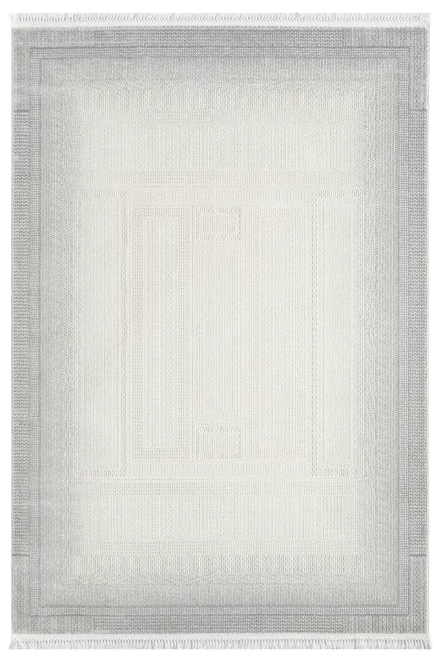 Seyran Halı Smart 12006 Gri Yumuşak Dokulu Çerçeveli Modern Şık Halı