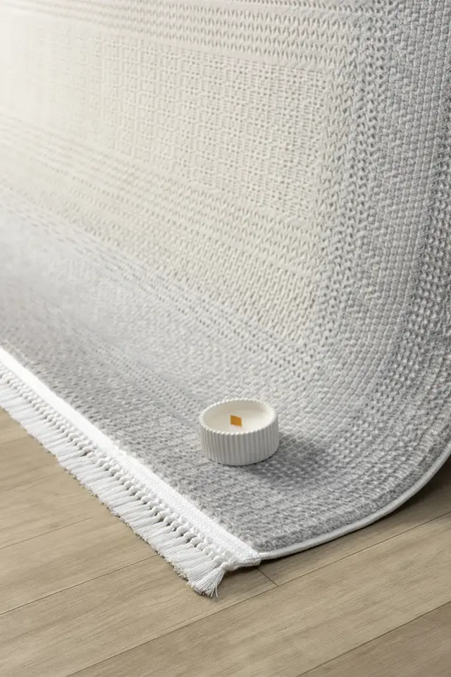 Seyran Halı Smart 12006 Gri Yumuşak Dokulu Çerçeveli Modern Şık Halı