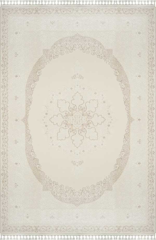 Sanat Halı Delüks 3859 Bej Akrilik Polyester Yüksek Kalite Modern Halı