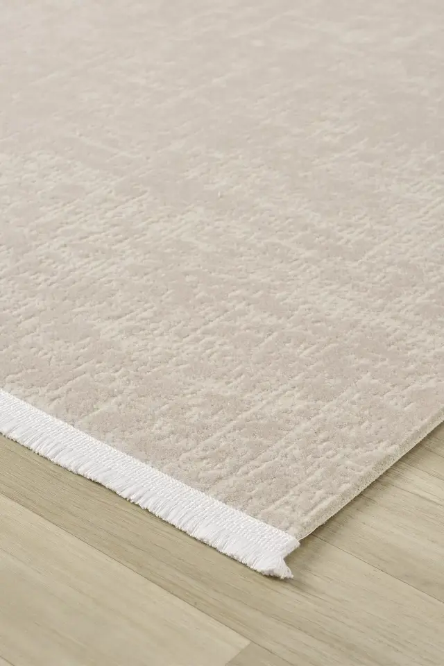 Seyran Halı İmaj 8080 Bej Akrilik Modern Saçaklı Dokuma Taban Halı