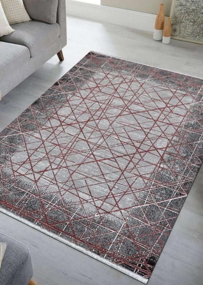 Royal Halı Elite QE05C Gri Kahve Yumuşak Dokulu Modern Çizgili Yüksek Kaliteli Makine Dokuması Halı