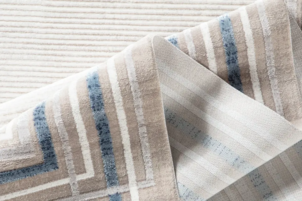 Artemis Halı Romantik 2441B Gri Mavi Akrilik Modern Çerçeveli Halı