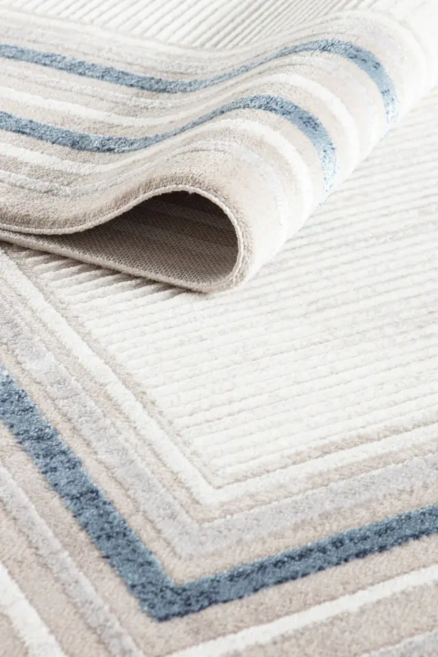 Artemis Halı Romantik 2441B Gri Mavi Akrilik Modern Çerçeveli Halı