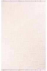 Nexus Halı Torino 1005A Beyaz Polyester Sisal İplik Saçaklı Modern Şık Dokuma Taban Halı