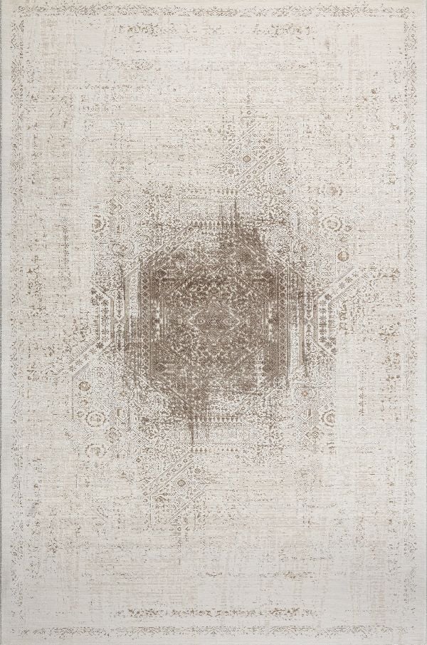 Sanat Halı Mira 3573 Bej Kahve Akrilik Yüksek Kaliteli Modern Şık Halı