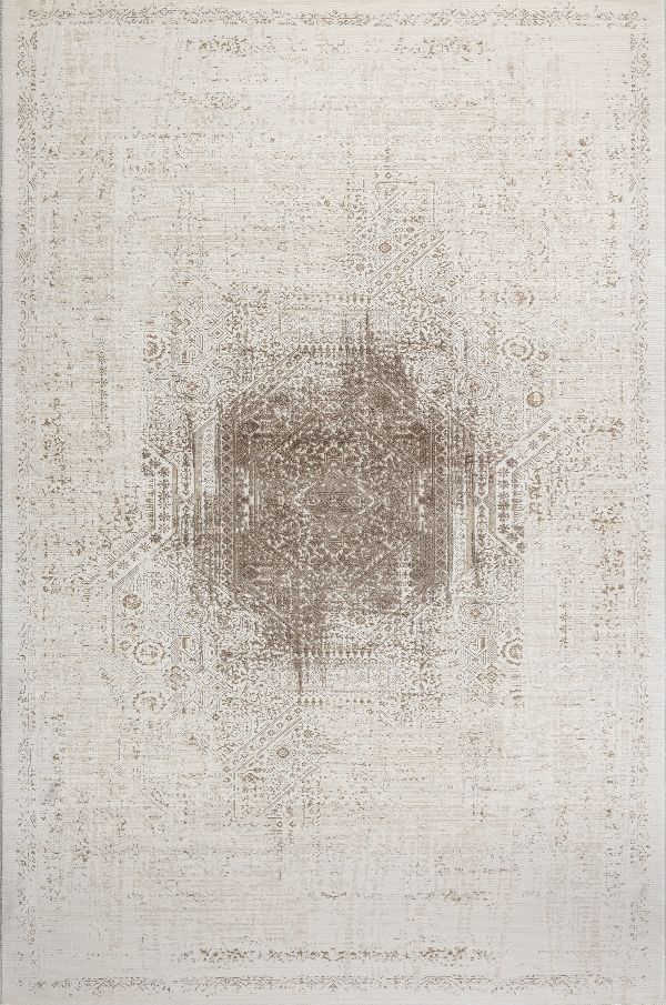 Sanat Halı Mira 3573 Bej Kahve Akrilik Yüksek Kaliteli Modern Şık Halı