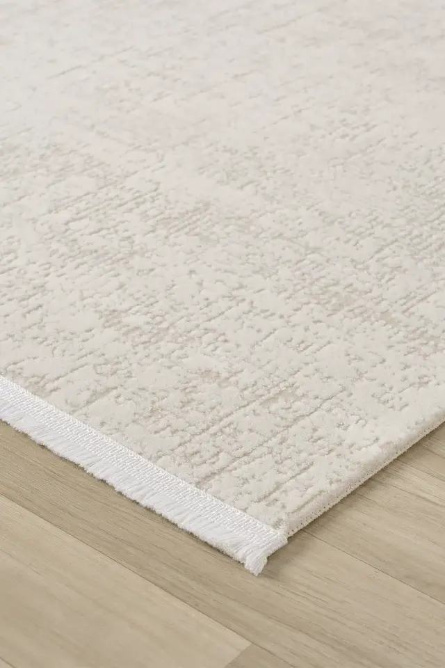 Seyran Halı İmaj 8080 Krem Akrilik Modern Saçaklı Dokuma Taban Halı