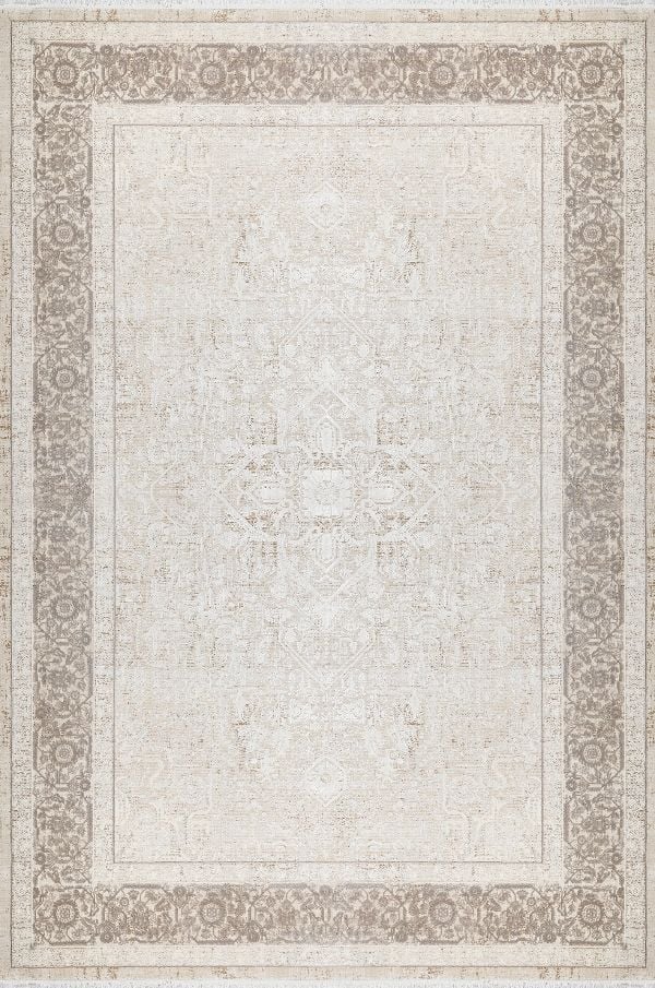 Sanat Halı Gusto 3724 Bej Viskon Yüksek Kalite Yumuşak Taban Modern Halı