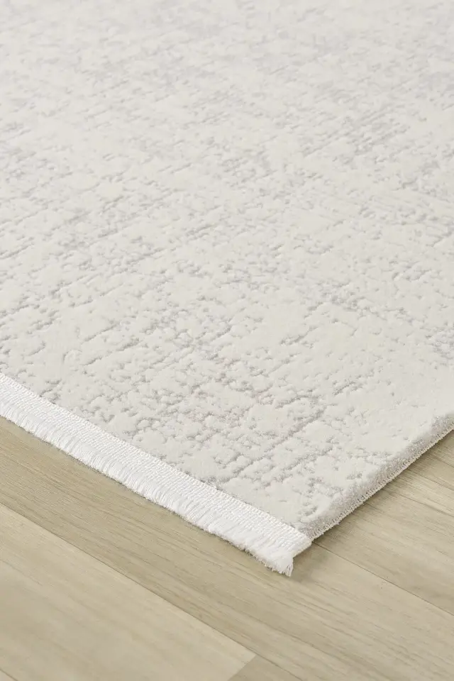 Seyran Halı İmaj 8080 Krem Gri Akrilik Modern Saçaklı Dokuma Taban Halı