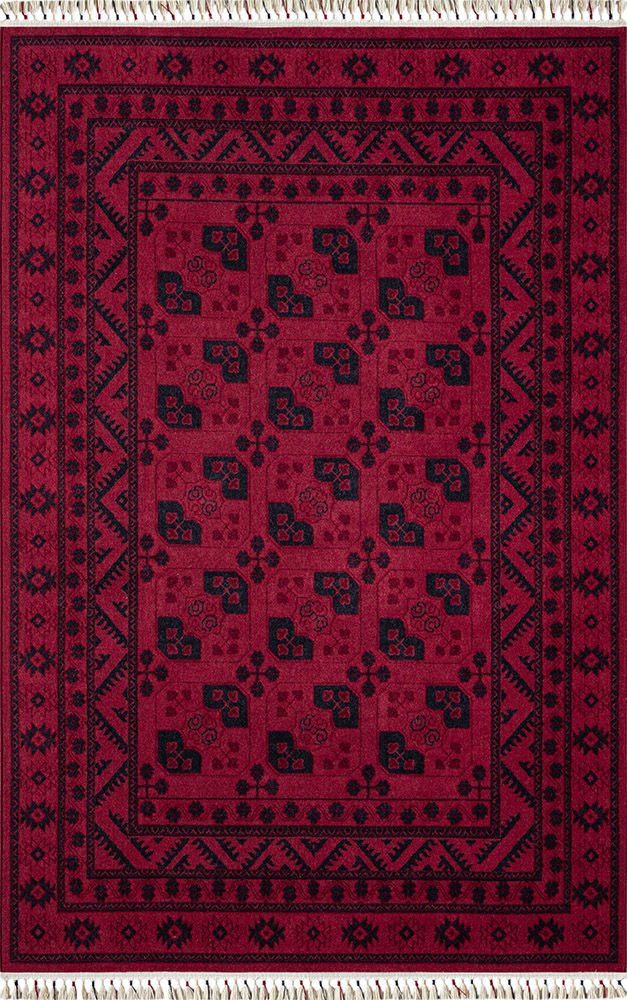 Pierre Cardin Halı History HY01A Kırmızı Etnik Desen Zelanda Yünü Ile Dokunan Tezgah Halı