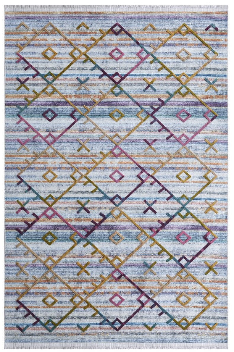 Louis Casa Halı Nakkaş 5024A Modern Saçaklı Kaymaz Taban Kilim