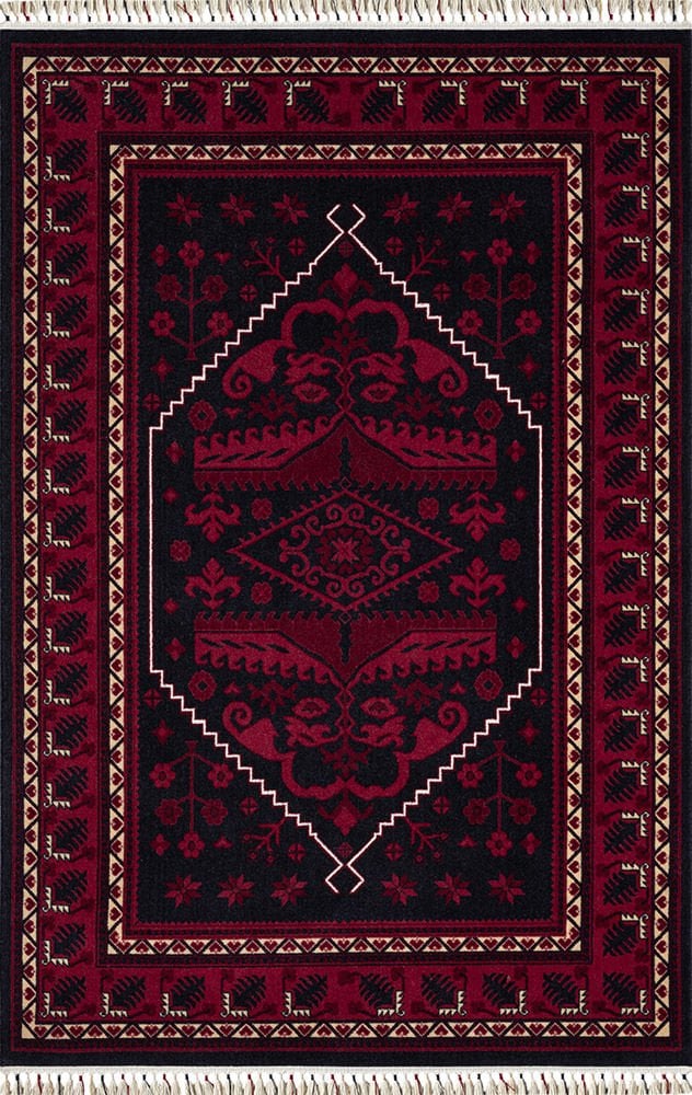 Pierre Cardin Halı History HY02A Kırmızı  Etnik Desen Zelanda Yünü Ile Dokunan Tezgah Halı