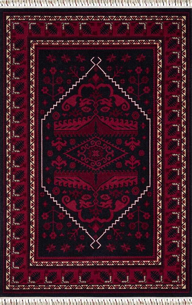 Pierre Cardin Halı History HY02A Kırmızı  Etnik Desen Zelanda Yünü Ile Dokunan Tezgah Halı