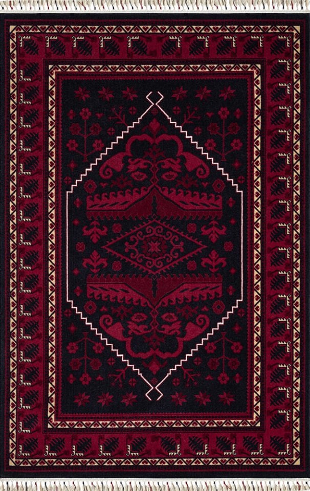 Pierre Cardin Halı History HY02A Kırmızı  Etnik Desen Zelanda Yünü Ile Dokunan Tezgah Halı