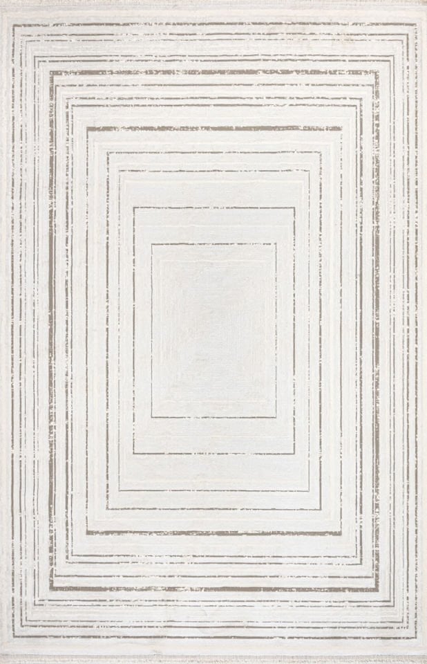 Luxess Halı Nadide 1068 Krem Polyester Modern Çerçeveli Yüksek Kaliteli Halı